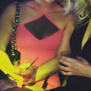 Black and pink mini dress